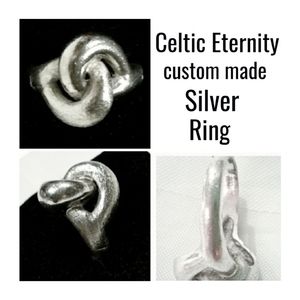 Celtic Eternity Knot 900 Sterling Silver Custom made adjustable Ring Sz 8 - 9.5